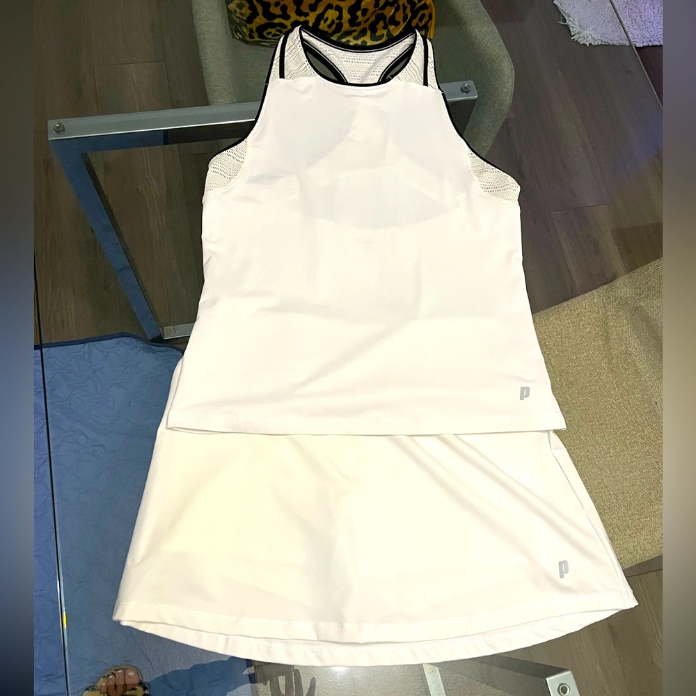 PRINCE classic white tennis outfit.